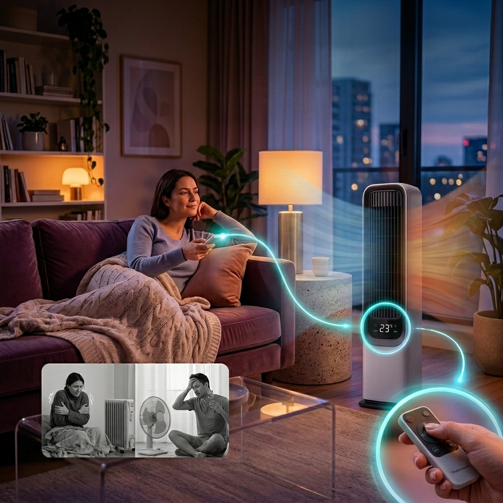 ADM Column Heater — smart thermostat maintains your ideal temperature automatically