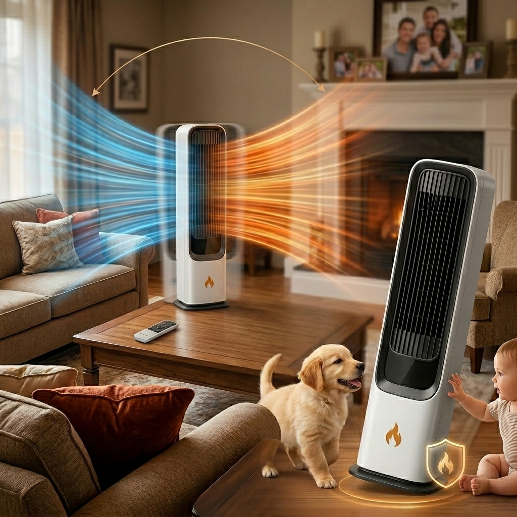 ADM Column Heater — fast safe distribution for your family ADM Column Heater — fast and safe air distribution for whole-room family comfort